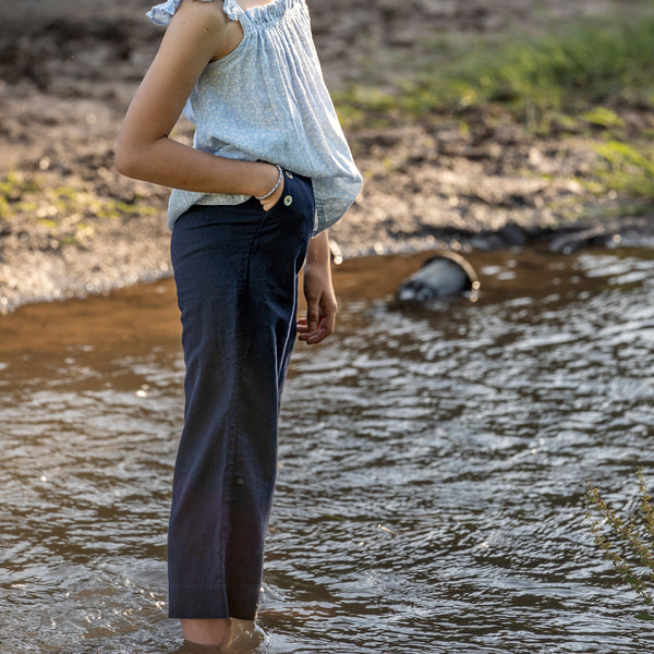 Pantalón lino azul