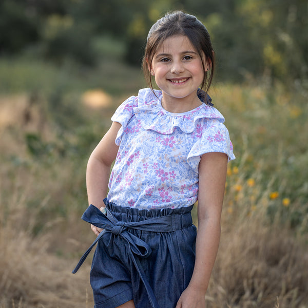 Polera flor celeste