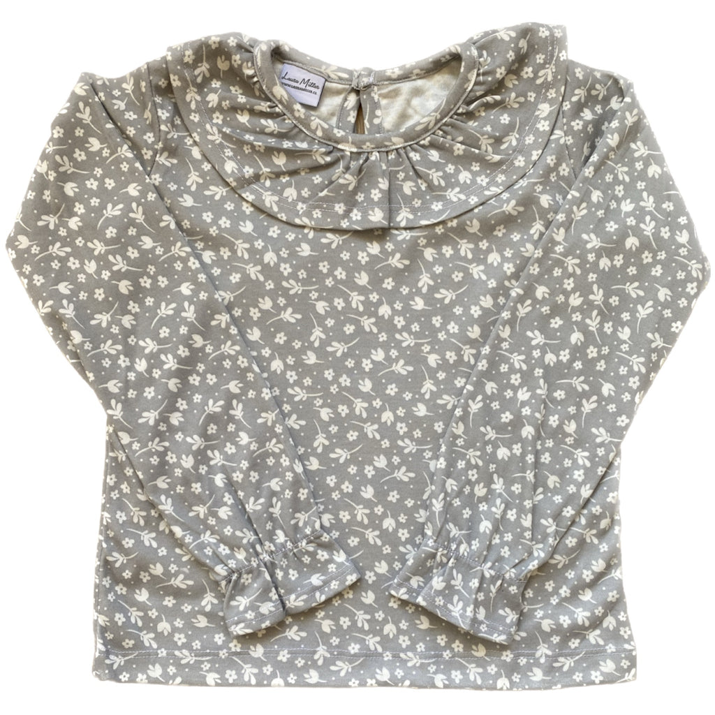 Polera gris florcitas