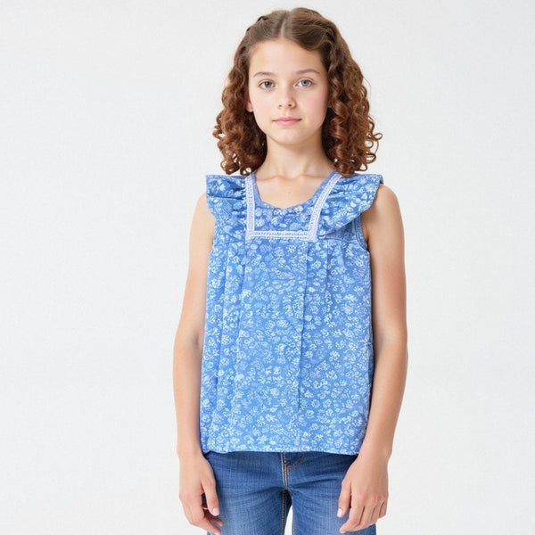 Blusa celeste florcitas