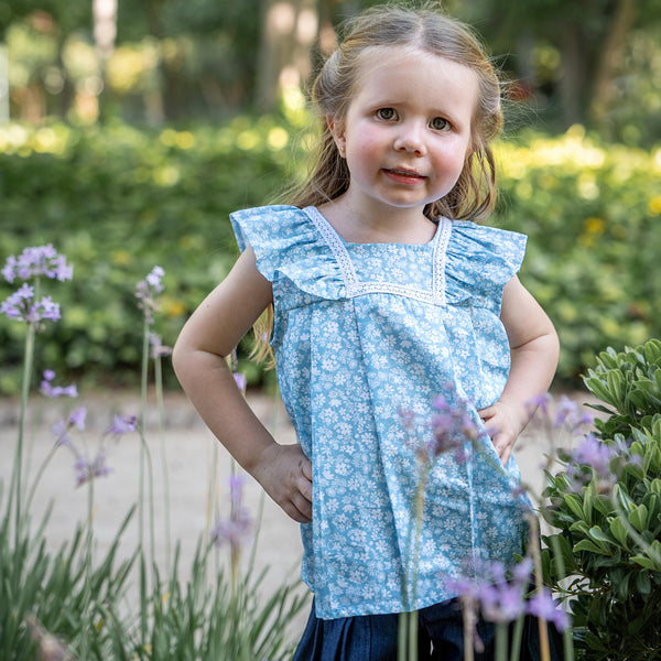 Blusa celeste florcitas