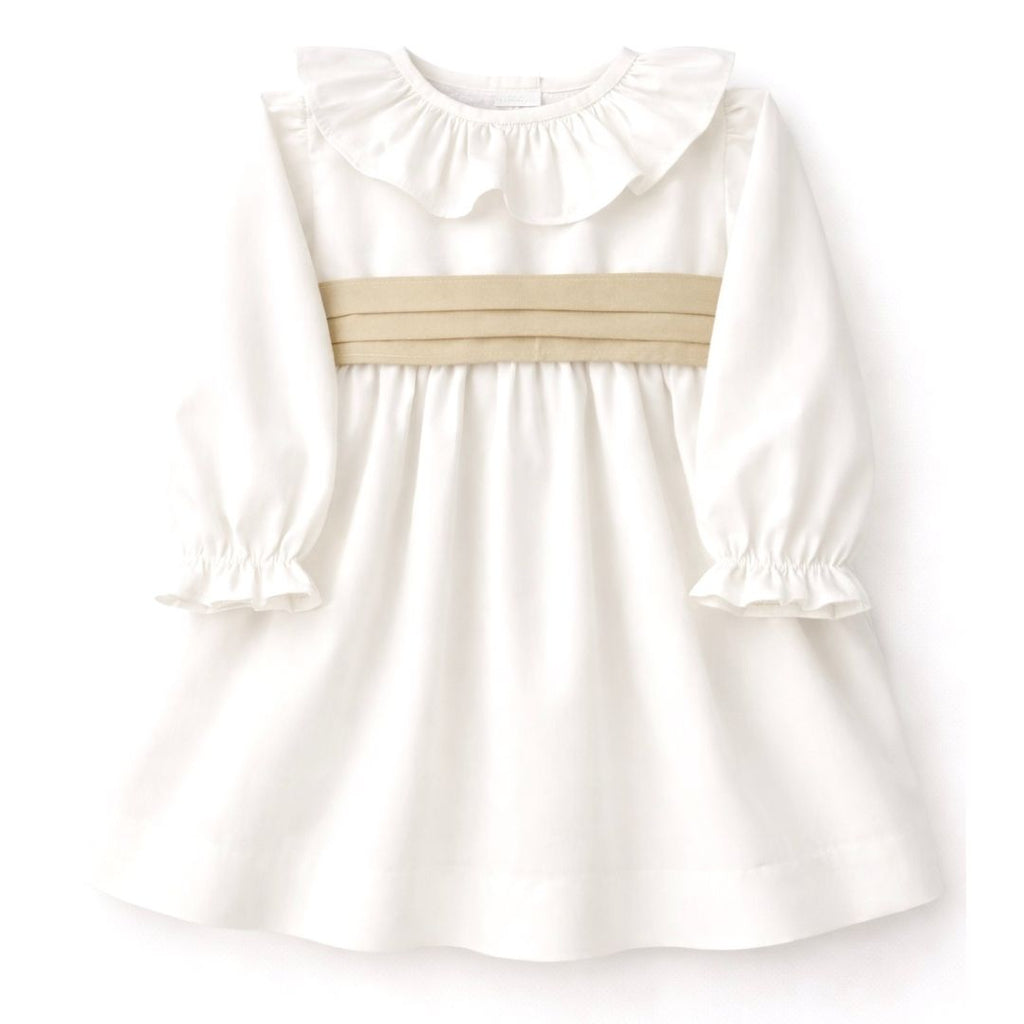 Vestido blanco cintón beige
